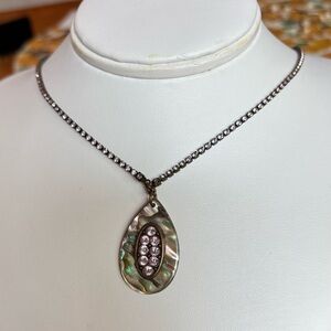 Elegant Silver and Abalone Pendant Necklace